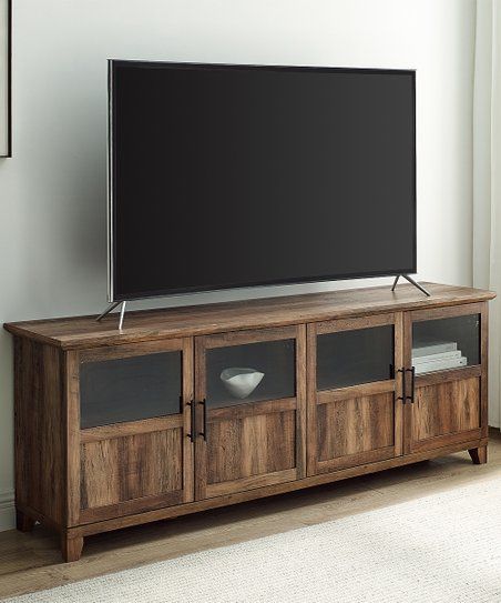Walker Edison Reclaimed Barnwood Goodwin Four-Panel Door TV Console added by Where The Heart Is Designs