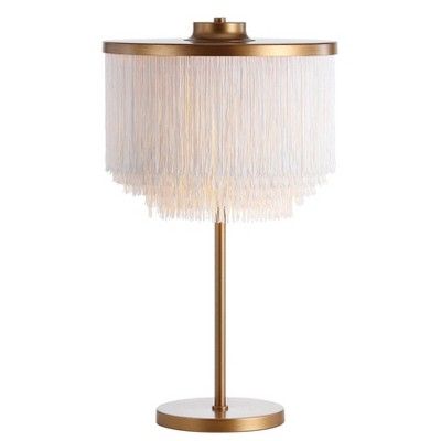 27.5" Fringed/Metal Coco Table Lamp (Includes LED Light Bulb) Gold - JONATHAN Y added by Victoria Wootton