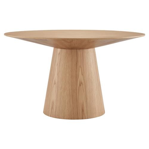 Vahn Mid Century Modern Light Brown Oak Round Pedestal Dining Table - 53.2"W added by Maddy Nimmo