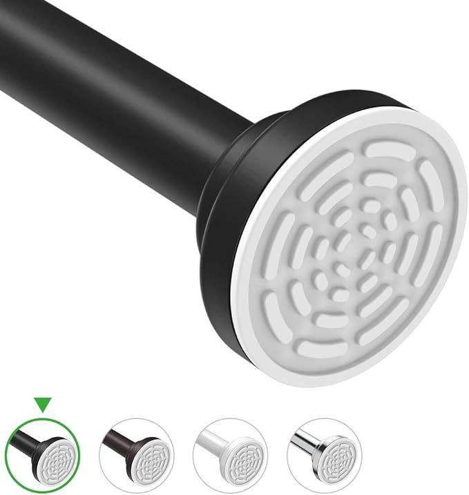 Ausemku Spring Tension Shower Curtain Rod - Never Rust, Non-Slip 40-72 Inch Stainless Steel for Bathroom and Kitchen Use - No Drilling (Black) added by Erica Ramon