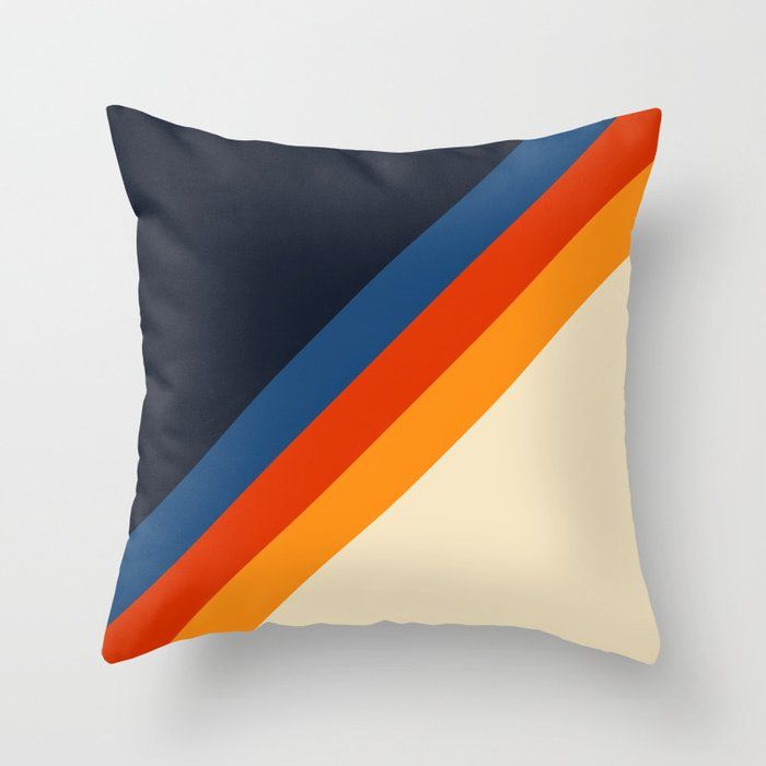 Colorful Classic Retro 70s Vintage Style Stripes - Padona Throw Pillow by AlphaOmega added by Jenna Quinones