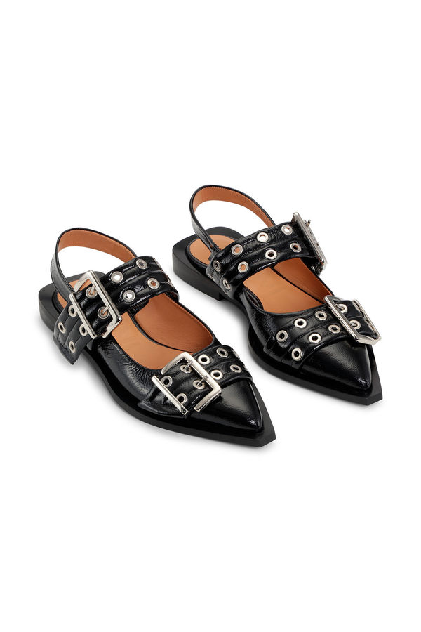 Black Black Wide Welt Buckle Ballerinas | GANNI US added by Spoak 