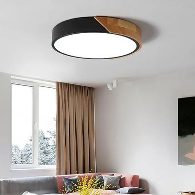 Modern LED Drum Flush Mount Ceiling Light in Black Dimmable & Remote Control-Homary added by Spoak Member