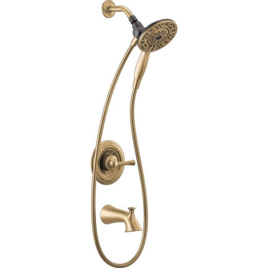 Delta Chamberlain Gold In2ition Single-Handle 4-Spray Tub and Shower Faucet in Champagne Bronze (Valve Included) 144747-CZ-I - The Home Depot added by Jayme Weaver