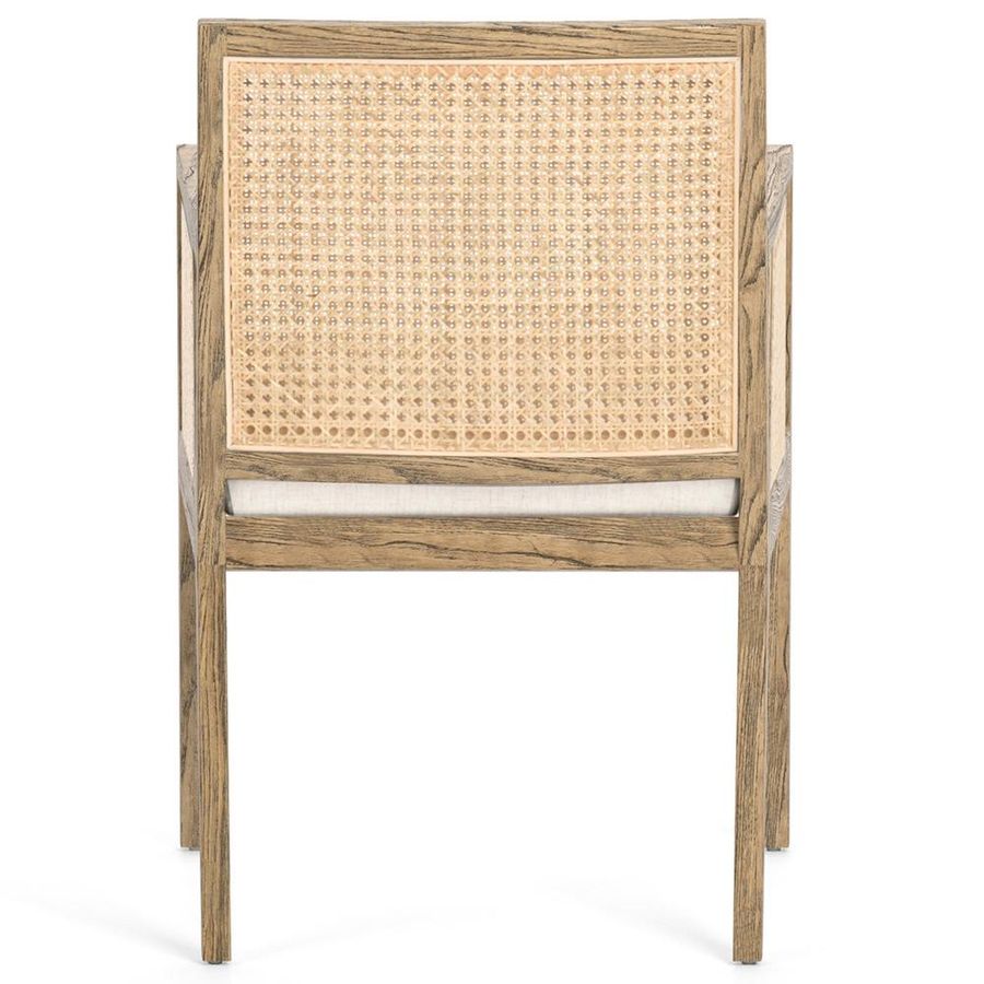 Annette Coastal Beach Brown Cane Wood Frame White Performance Dining Arm Chair added by Veronica Haniger