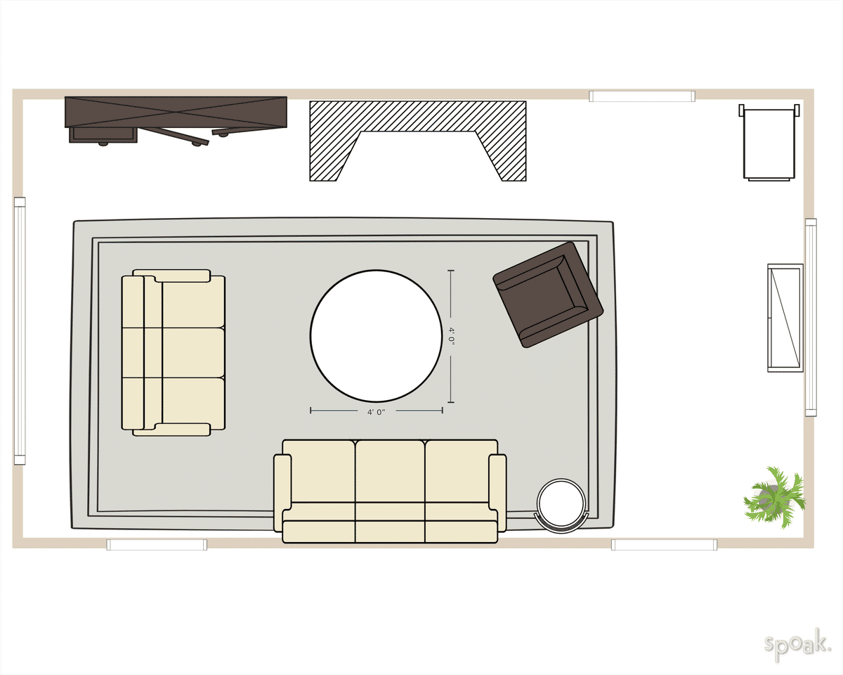 Great Room Floor Plan designed by Michelle Greenhut