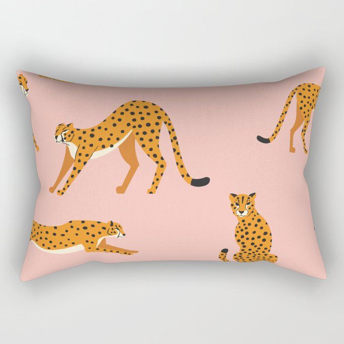 Cheetahs pattern on pink Rectangular Pillow by BlueLela added by Danielle Eiler