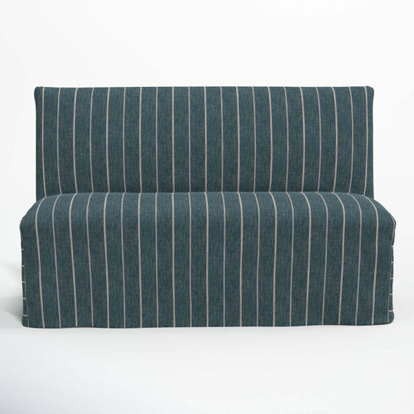 Ivanka Ployester Upohsltered bench Fritz indigo Stripe added by Sandy Schargel Interiors