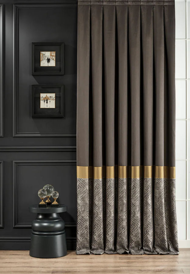 Gold striped window curtain added by Cheryl Mosley