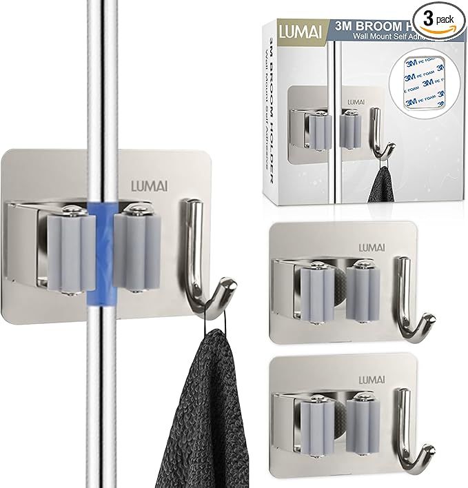 3M Broom Holder Wall Mount Self Adhesive 3-pack Wall Broom Holder Wall Mount Heavy Duty, Broom Hanger Wall Mount, Broom Mop Holder Wall Mounted, Broom Organizer Wall Mount, Mop Holder Wall Mount added by Rachel Fedorov