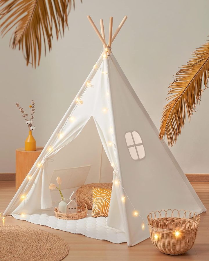 Tiny Land Large Kids Teepee Tent with Padded Mat & Light String added by Rachel Pecoy