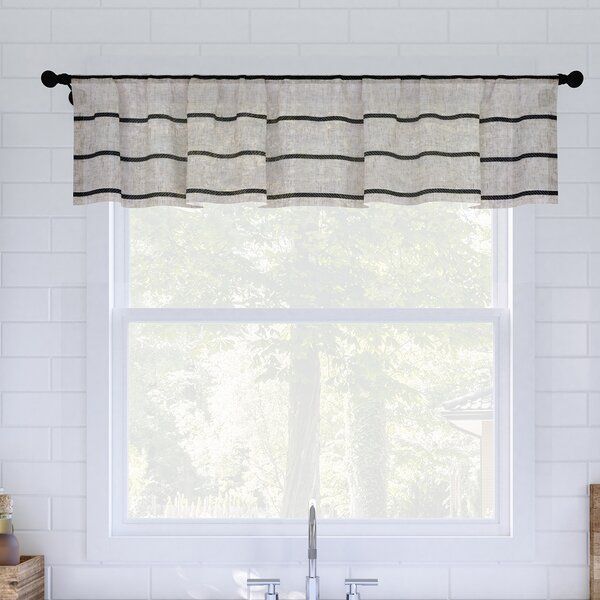 Clean Window Aso Twill Stripe Linen Blend Sheer Rod Pocket Kitchen Curtain Valance added by sallie tyler