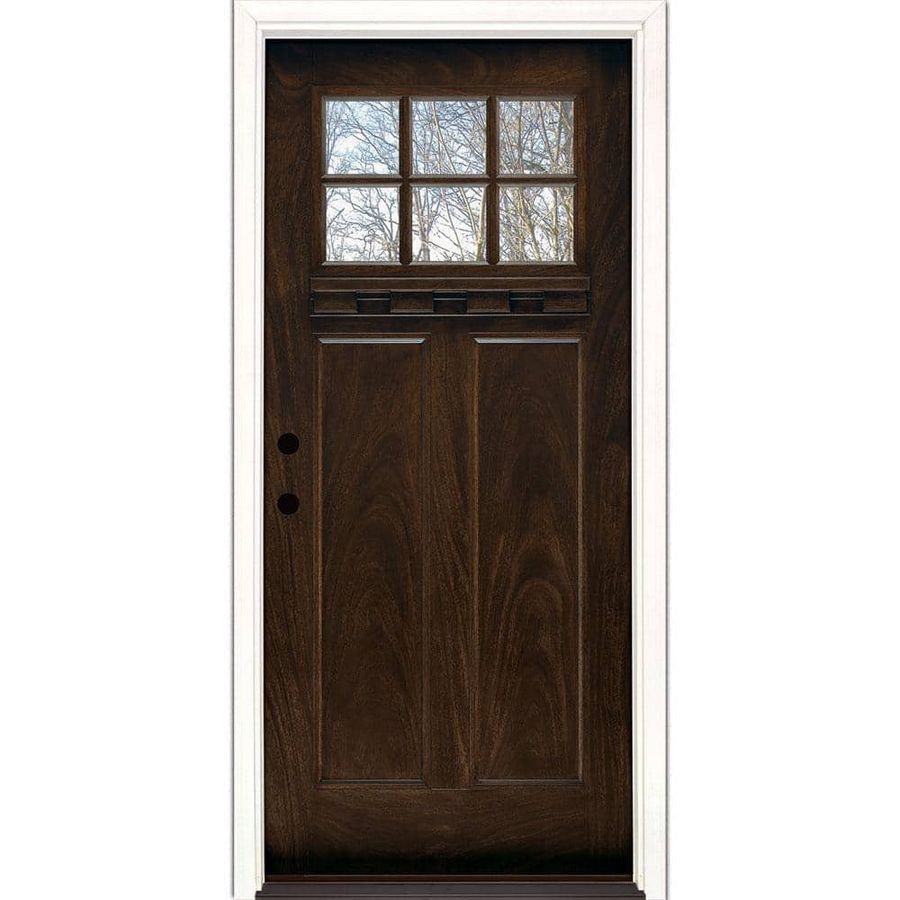 Feather River Doors 37.5 in. x 81.625 in. 6 Lite Craftsman Stained Chestnut Mahogany Right-Hand Inswing Fiberglass Prehung Front Door FF3791 - The Home Depot added by Alex Grey