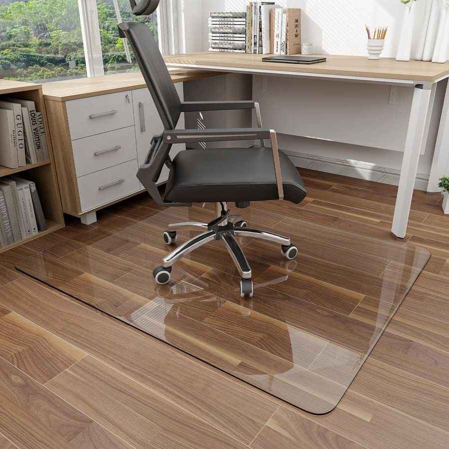 WILLOTED 36 in. x 46 in. Clear Rectangle Glass Chair Mat Floor Mat Glassmat-3646 - The Home Depot added by Natasha Knight