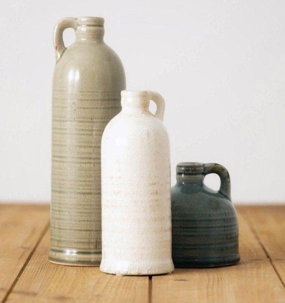 Set  Glazed Ceramic Vase  Mantle Decor  Shelf Styling  - Etsy added by Where The Heart Is Designs