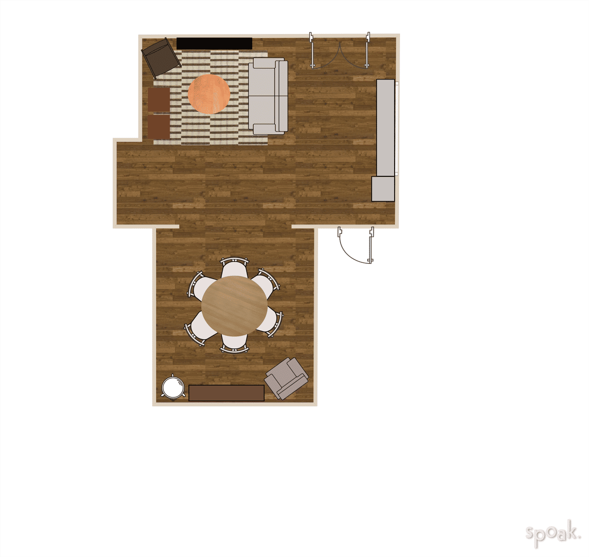Living + Dining Room Layout designed by Daniela Ulloa Villarreal