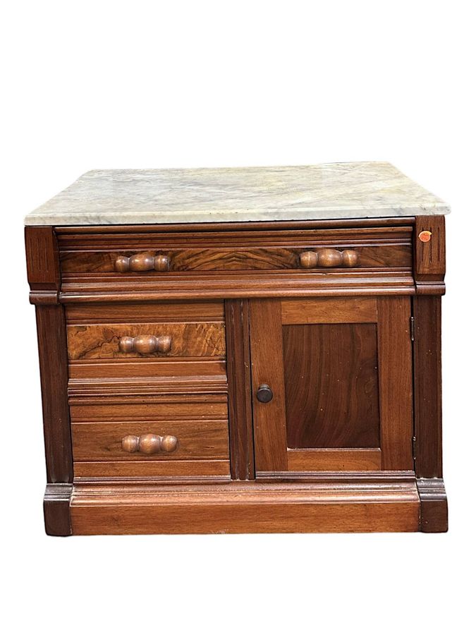 (34) Antique Flame Mahogany Marble Top Dry Sink - Jun 23, 2024 | Charleston Estate Services Ltd. In Sc added by Serena Finnerty