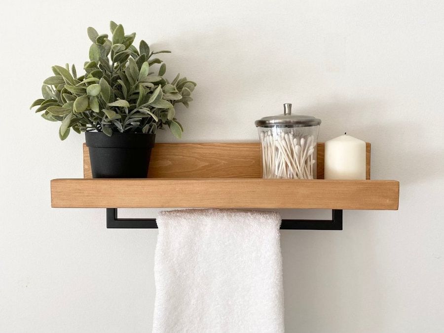 Bathroom Towel Rack Shelf Floating Shelf Hand Towel Holder - Etsy added by Samantha Sheridan