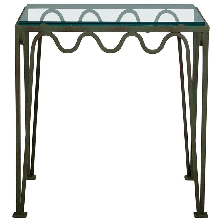 Chic 'Méandre' Verdigris and Glass Nightstand by Design Frères added by Megan Allen