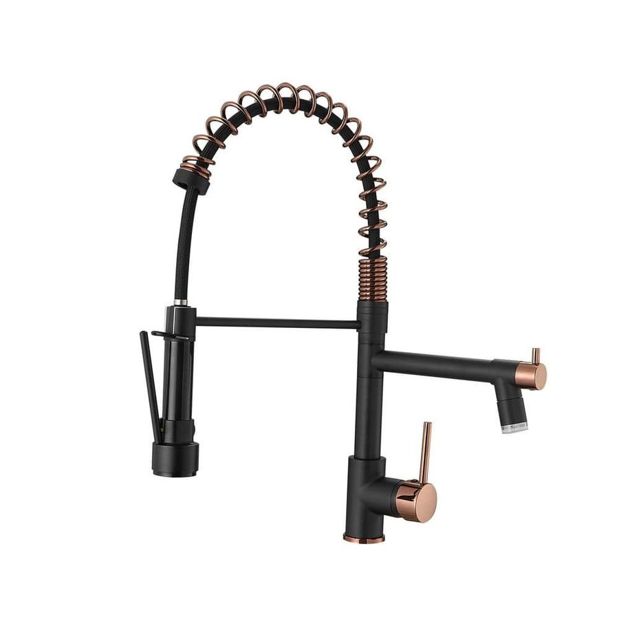 Boyel Living 1.8 GPM Single Handle Pull Down Sprayer Kitchen Faucet with LED Light and Pot Filler in Matte Black Mix Rose Gold BL-2BR91-LED - The Home Depot added by Moriah Hawks