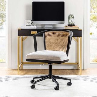 Ingrid Modern Rattan Swivel Height Adjustment Office Chair by HULALA HOME - Bed Bath & Beyond - 38428262 added by Brittany Preister