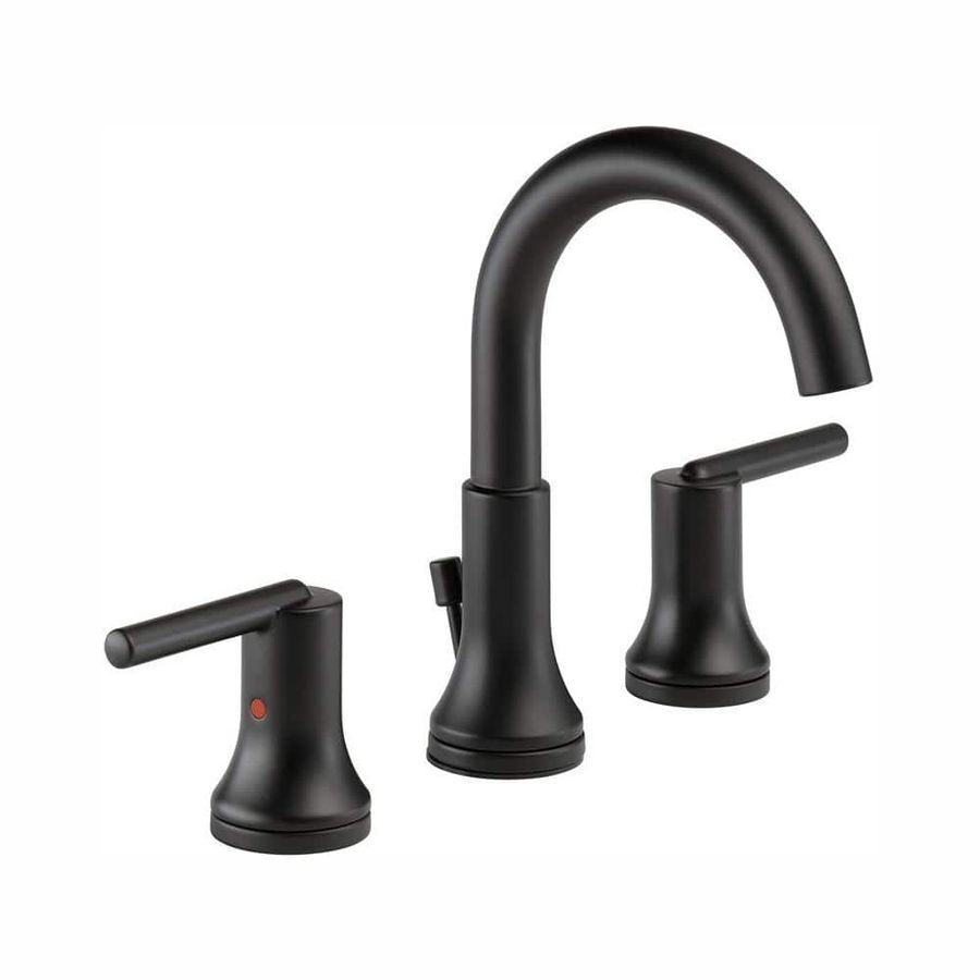 Delta Trinsic 8 in. Widespread 2-Handle Bathroom Faucet with Metal Drain Assembly in Matte Black 3559-BLMPU-DST - The Home Depot added by Danielle Lambert
