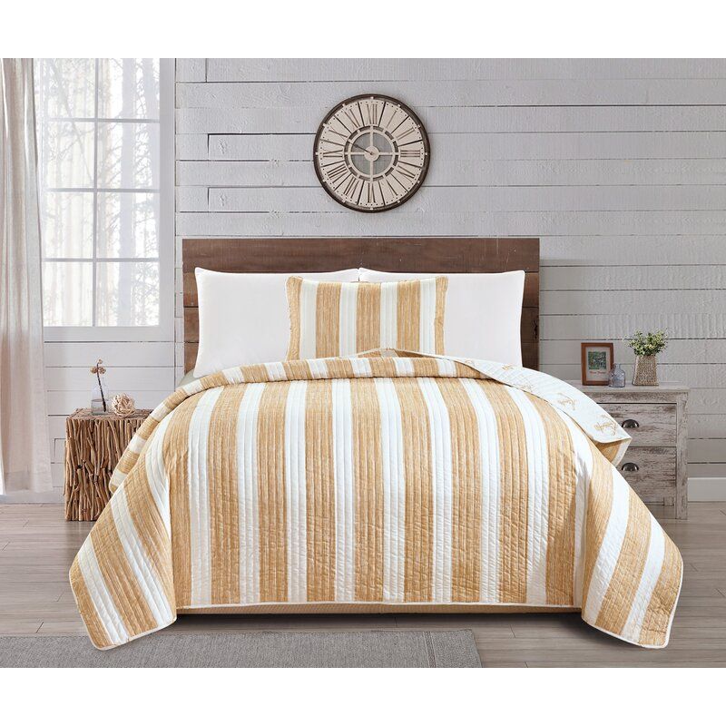 Coastal Microfiber Striped Quilt Set added by sallie tyler
