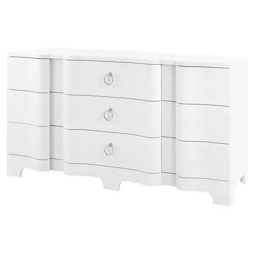 Bungalow 5 Bardot Lacquer Grasscloth White Dresser - 9 Drawer added by Susan Seborg-Rackley