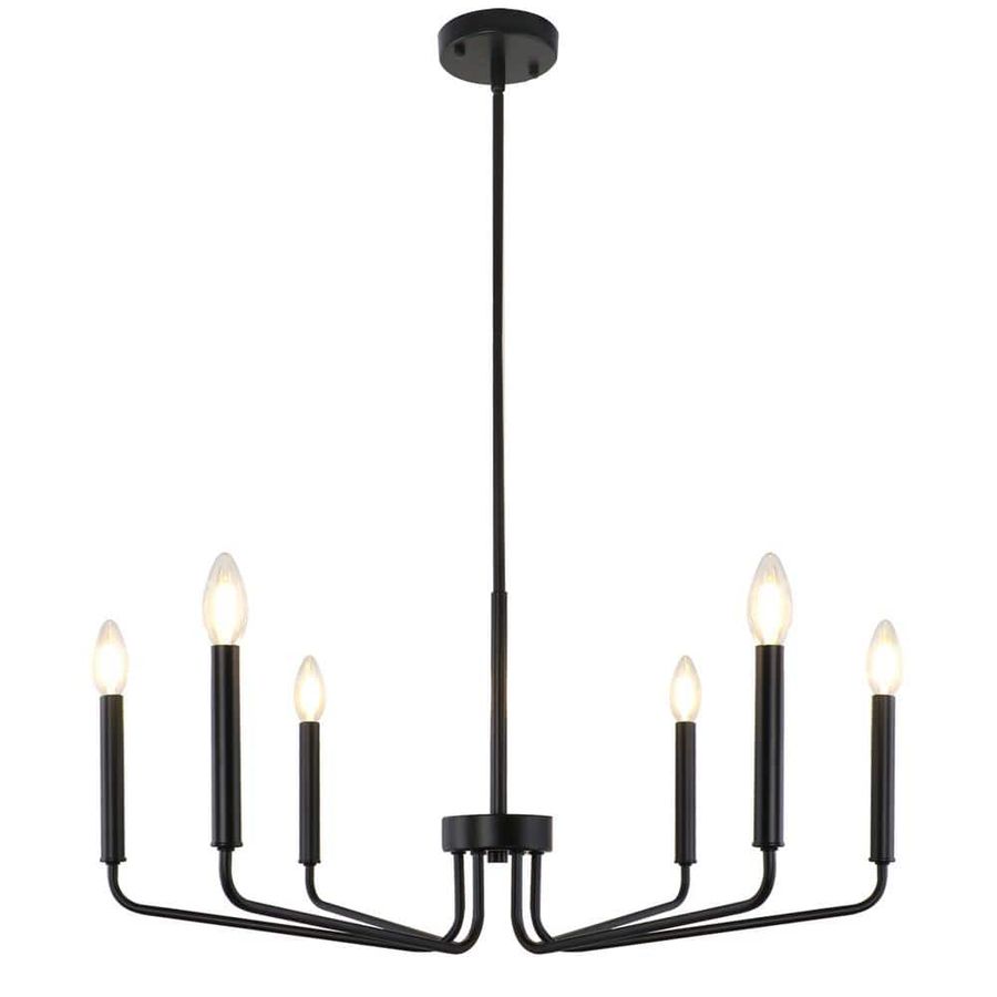 6-Light Matte Black Modern Candle Style Chandelier Light Fixture for Kitchen Island Dining Room Bedroom Foyer D153-B-6 - The Home Depot added by Spoak 