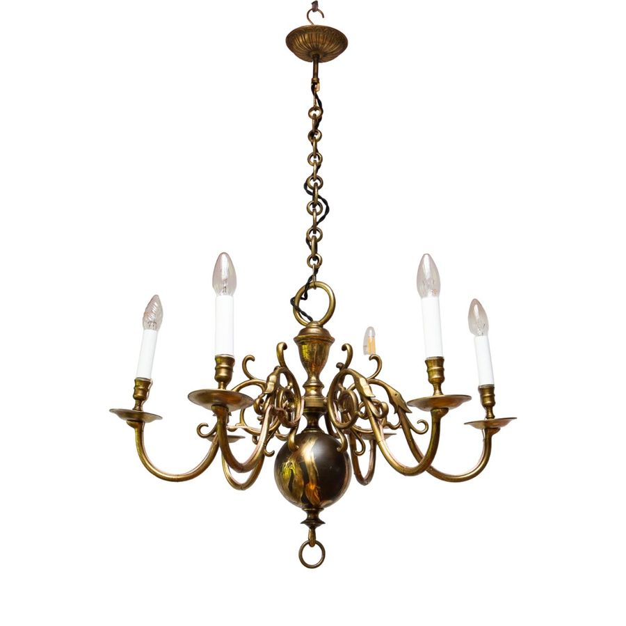 Dutch Bronze Chandelier 6 Arms, 1890s added by Ana Sofia Benavides