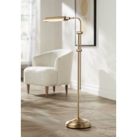 360 Lighting Culver Adjustable Height Aged Brass Pharmacy LED Floor Lamp - #23R26 | Lamps Plus added by Kate Seymour