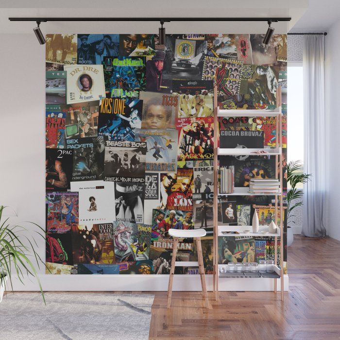 Old School 90's Hip Hop Classics Album Cover Pattern Wall Mural by Gingerblah  Justin Cownden added by Lauren Houston