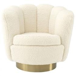 Eichholtz Mirage Hollywood Regency Brass Faux Shearling Upholstered Swivel Chair added by Shadonne Pennyman