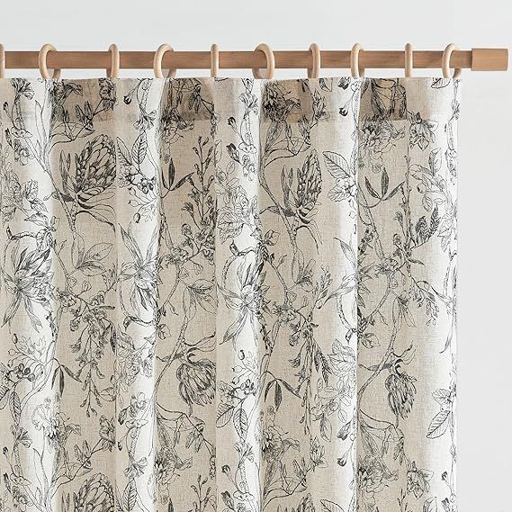 BLACK FLORAL LINEN DRAPES- 108" added by Rene Rohland