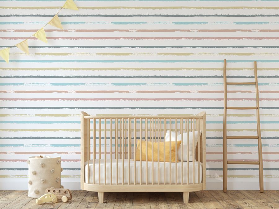 Colorful Watercolor Brush Stripes Wallpaper | Peel&Paper added by HELEN SALGADO