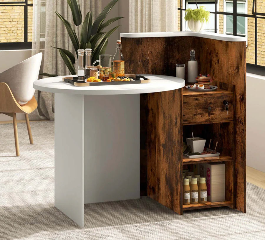 Ebern Designs Front Reception Counter Desk Checkout Office Desk With Open Shelf & Lockable Drawer | Wayfair added by Nathan Chetrit