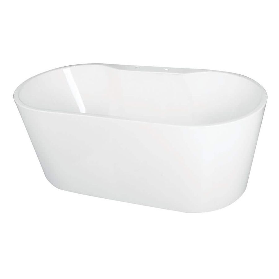 55 in. Acrylic Center Drain Oval Flatbottom Freestanding Bathtub in White HVT7DE552823 - The Home Depot added by Jamie Gallagher