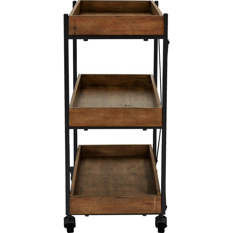 Adore Decor Riley 3-Tier Bar Cart, Wooden Shelves with Metallic Accents & Reviews | Wayfair added by Lyndsay Day