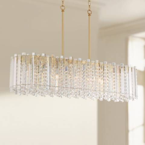Possini Euro Design Mirabell 34" Gold Crystal LED Island Pendant - #768H1 | Lamps Plus added by Sarah Waddell