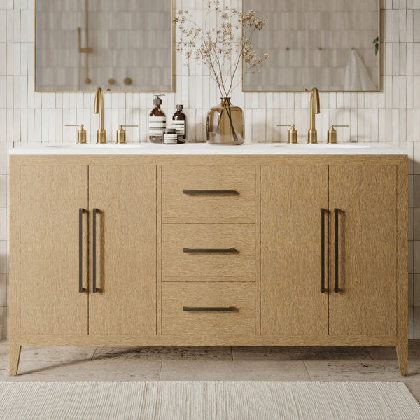 Alsup 60'' Double Bathroom Vanity with Quartz Top added by Natalia Romo
