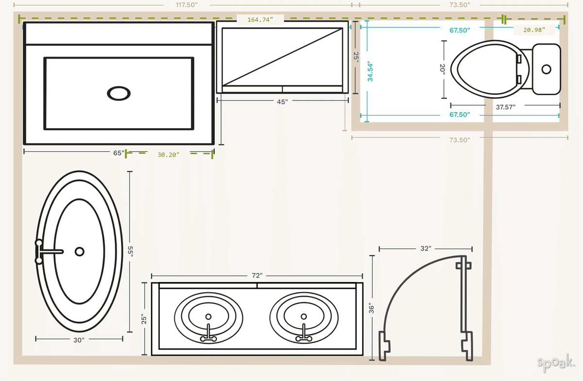 Bathroom Floor Plan designed by Ashley Hogue