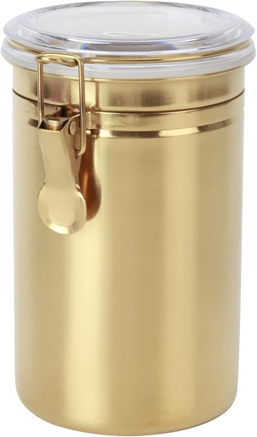 Kitchen Canister 41 oz,Airtight Stainless Steel Kitchen Food Storage Container for Coffee Beans,Beans,Tea,Flour, Cereal,Sugar.Coffee Container with Airtight Clear Lid and Locking Clamp.Gold added by Rene Rohland