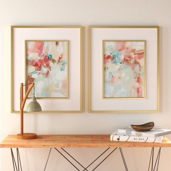 A Touch Of Blush And Rosewood Fences Framed On Paper 2 Pieces by Grace Feyock Painting added by Mary Kent