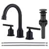 WOWOW 8 in. Widespread Double Handle Bathroom Faucet with Drain Kit in Matte Black 2320500B-HD added by Ruthann R