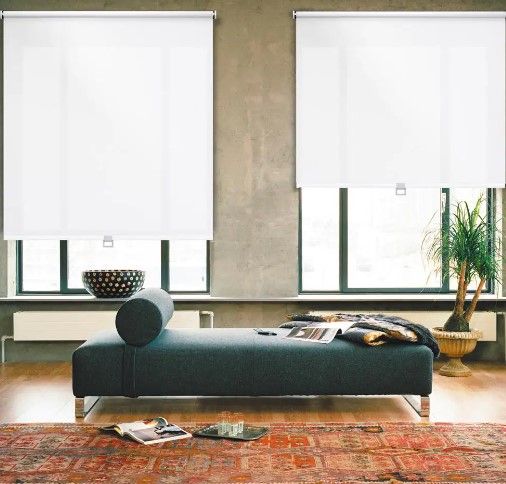Cut-to-Size White Cordless Light Filtering Polyester Fabric Roller Shade added by C Starks Interiors