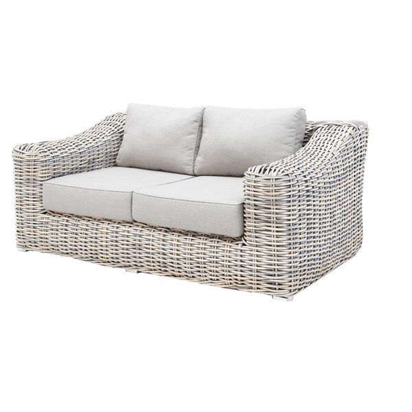 Sommer 64.9'' Wide Outdoor Wicker Loveseat with Cushions added by Nomadic Nooks