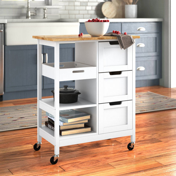 Isley 26.68'' Wide Rolling Kitchen Island with Solid Wood Top added by Diana Farberov