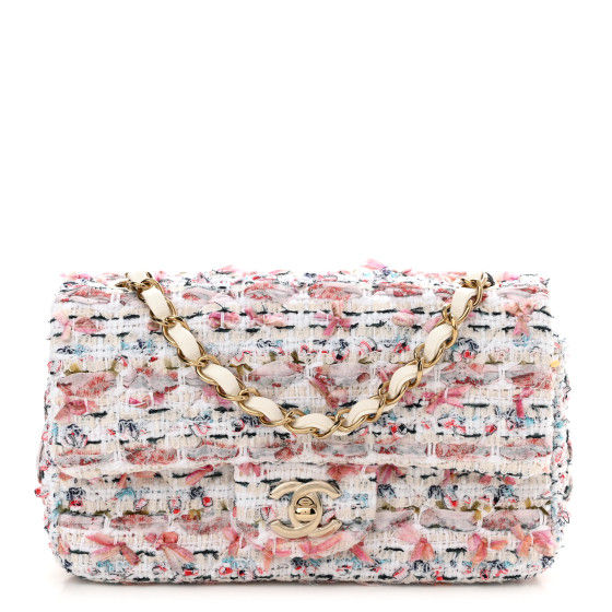 CHANEL Tweed Quilted Mini Rectangular Flap Ecru Pink Blue Green | FASHIONPHILE added by Carly Murphy