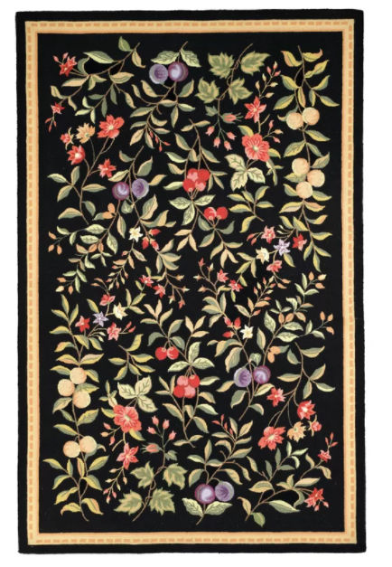 Kinchen Floral Handmade Looped/Hooked Wool Black Area Rug added by Spoak Member