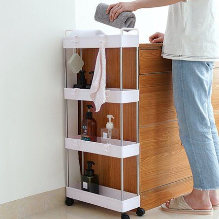 SOLEJAZZ 4-Tier Slim Mobile Shelving Unit Rolling Cart with Handle | Wayfair added by Where The Heart Is Designs